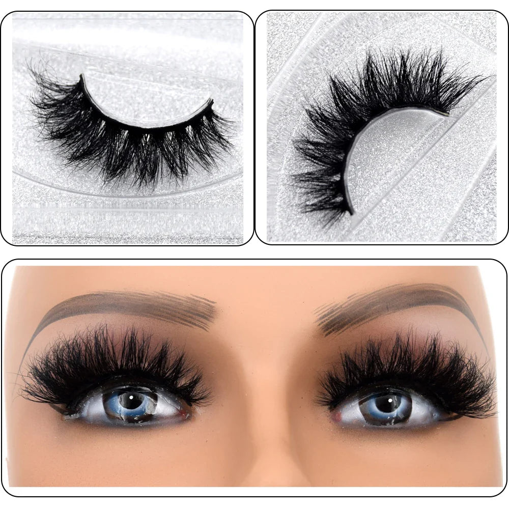 3D Real Mink False Eyelashes – Thick Handmade Strip Lashes with Glitter Packing for Makeup Beauty D101