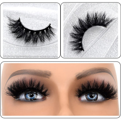 3D Real Mink False Eyelashes – Thick Handmade Strip Lashes with Glitter Packing for Makeup Beauty D101