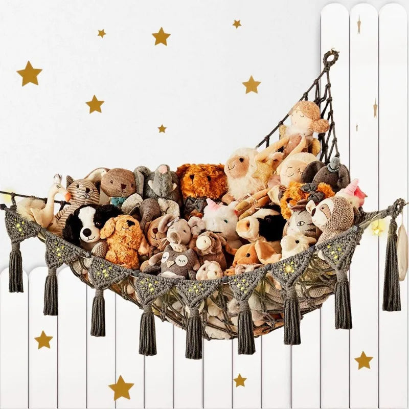 Triangle Toy Net - Plush Toy Storage Corner Hanging Cotton Rope Hand-Woven Hammock