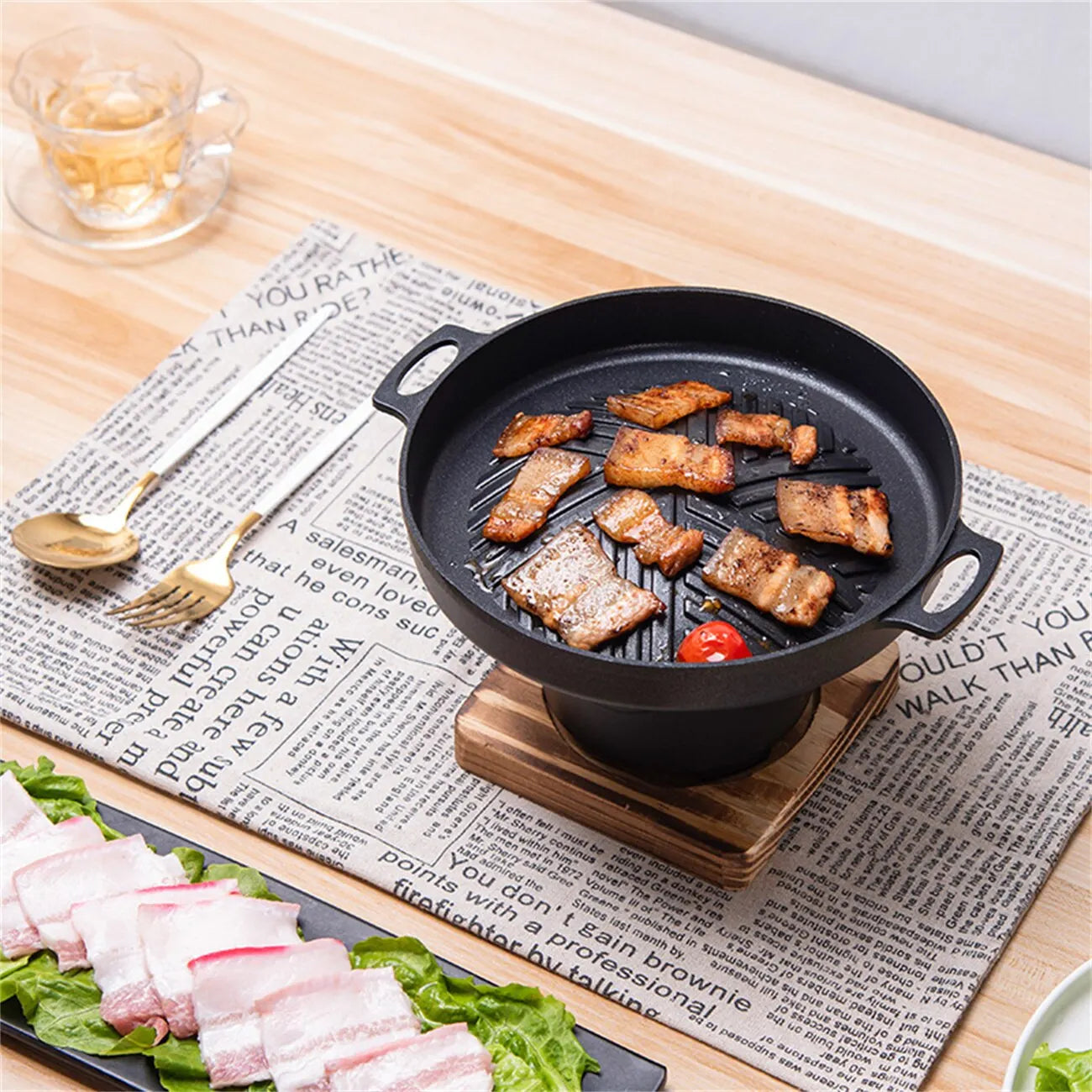 Mini BBQ Alcohol Stove Barbecue Grill | Japanese One-Person Cooking Oven | Detachable Outdoor BBQ Plate for Roasting Meat