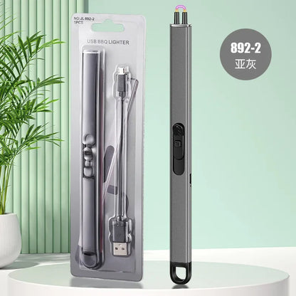 Windproof USB Rechargeable Arc Lighter – Pulse Electronic Ignition with Safety Lock & Battery Display for BBQ, Kitchen & Outdoor Use