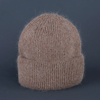 2024 Rabbit Fur Beanie – Soft Fluffy Winter Hat for Women, Angora Knitted Skullies, Warm Bonnet Knit Cap