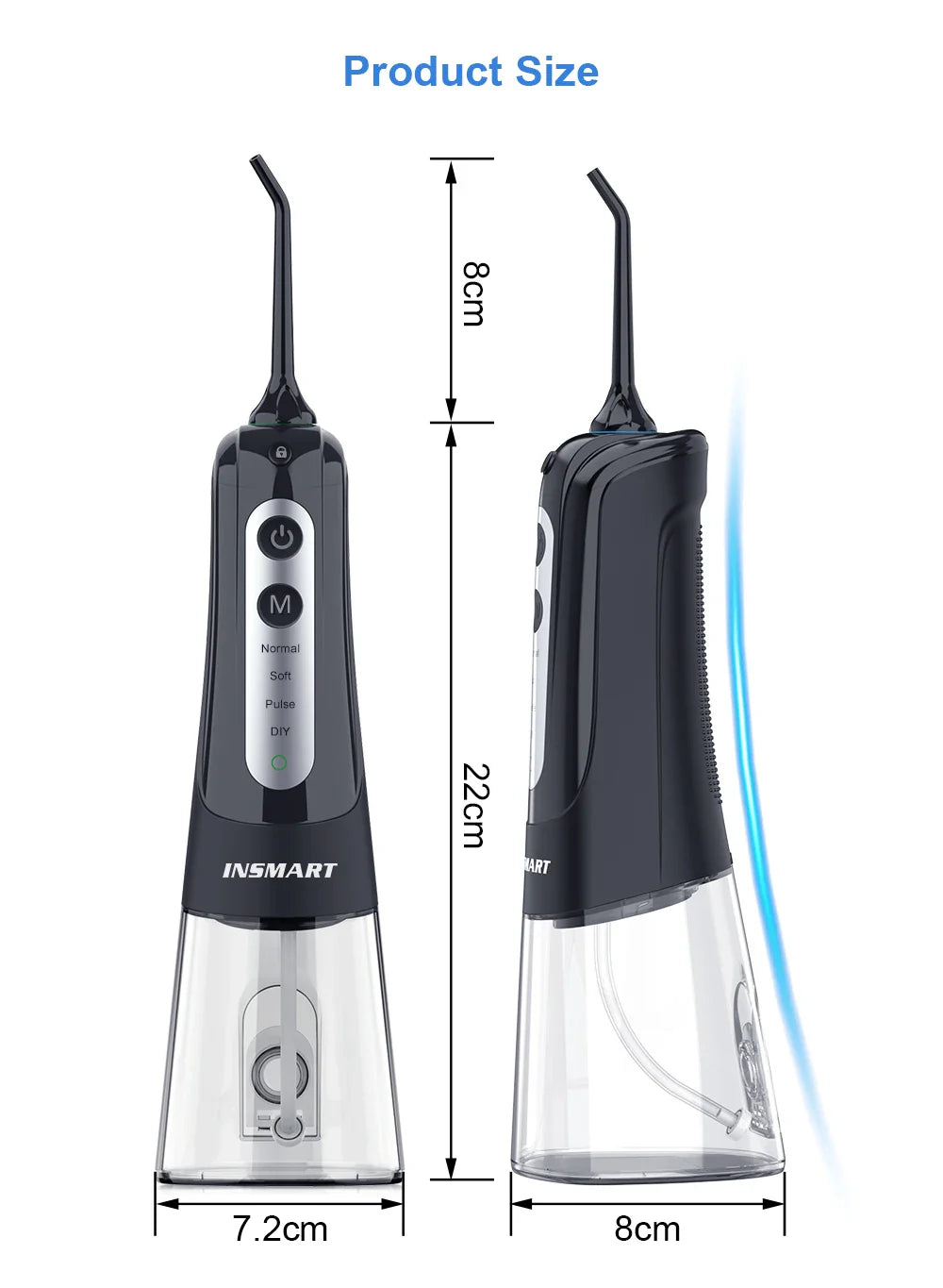INSMART Portable Oral Irrigator – 300ml Waterproof Dental Water Flosser for Teeth Cleaning & Whitening