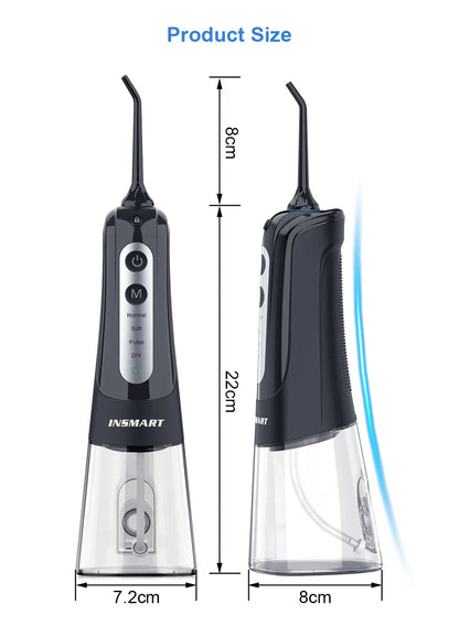 INSMART Portable Oral Irrigator – 300ml Waterproof Dental Water Flosser for Teeth Cleaning & Whitening