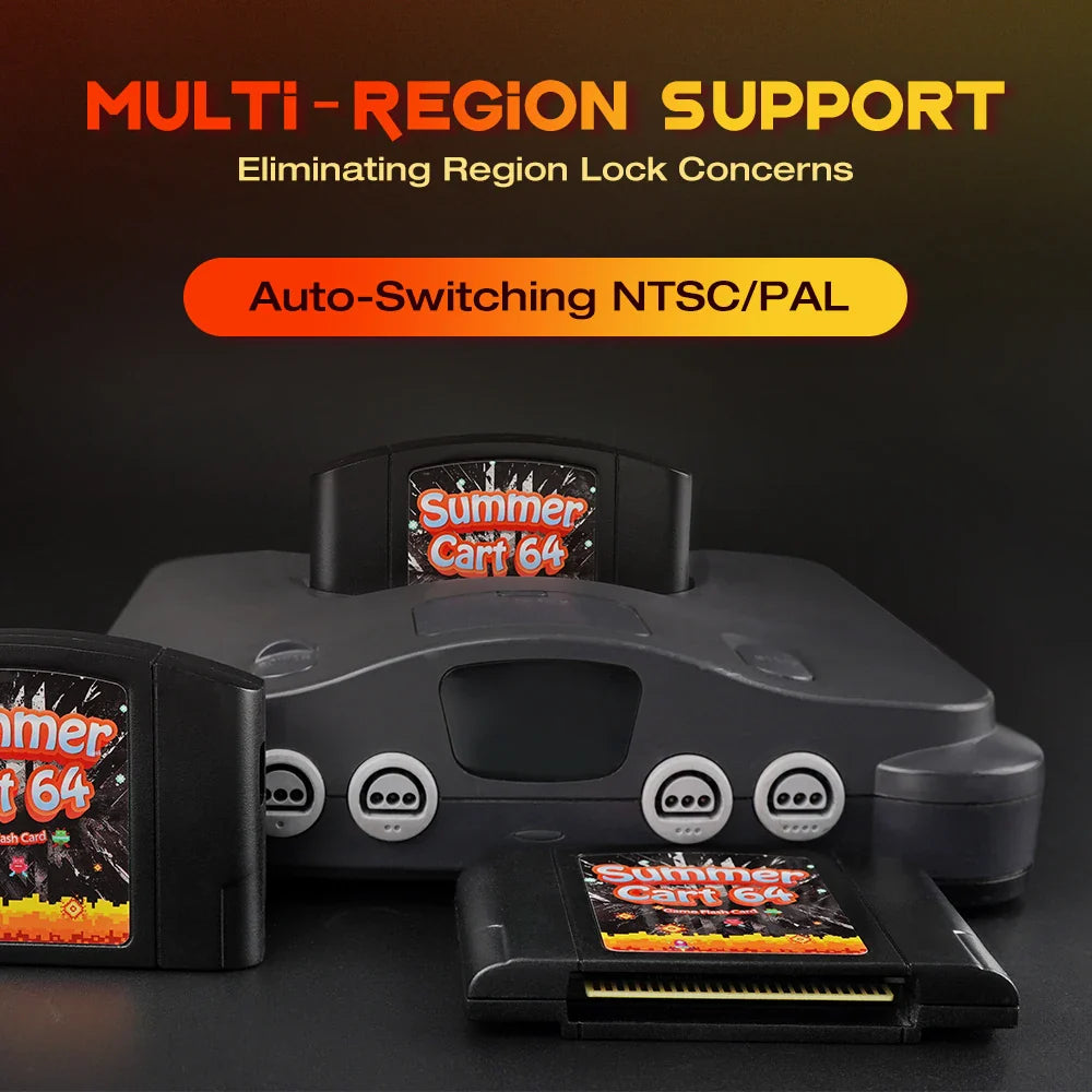 SummerCart 64 Game Card for N64 – Retro ED 64 Cartridge for Nintendo 64, 8GB TF Card, No Region Restriction