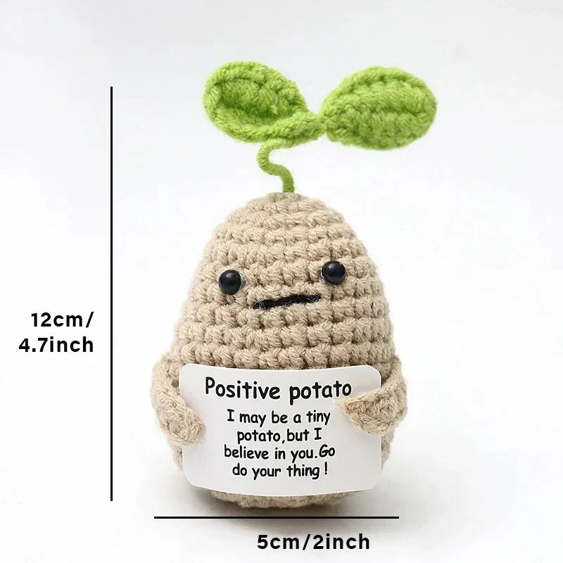 Positive Energy Crochet Doll — Handmade Knitted Plush Potato, Plant, Avocado, Bee & Animal Pocket Hug Emotional Support Gift