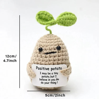 Positive Energy Crochet Doll — Handmade Knitted Plush Potato, Plant, Avocado, Bee & Animal Pocket Hug Emotional Support Gift