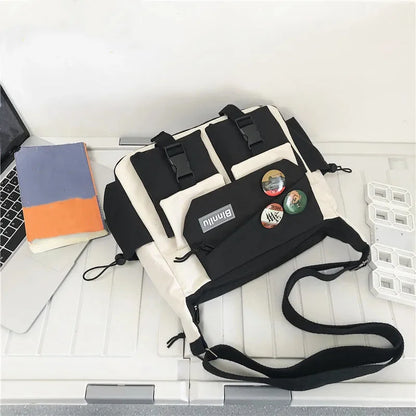 Preppy Nylon Crossbody Bag - Casual Messenger Shoulder Bag for Men Women Teens Travel School Commuter Daily Use