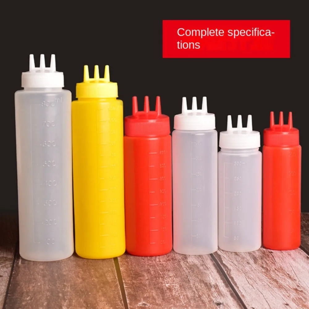Plastic Squeeze Sauce Bottle – Graduated Jam & Salad Container with 3 Nozzles