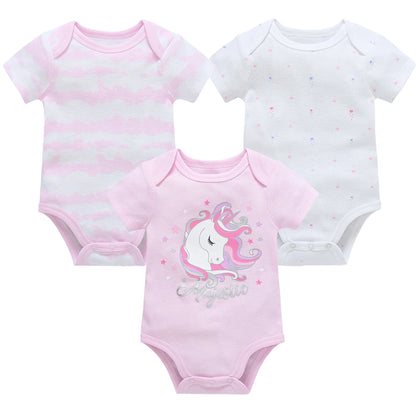 3/6PCS Baby Cotton Bodysuits – Short Sleeve Onesies for Newborns & Toddlers 0-12 Months, Boys & Girls