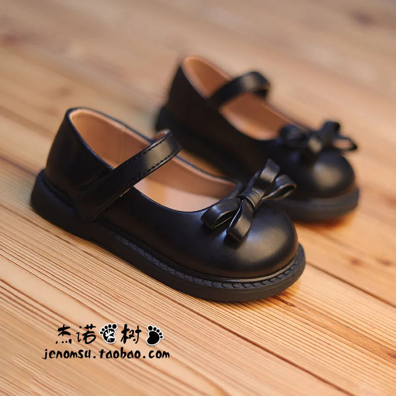 Little Girls’ Mary Jane Shoes - Soft PU Leather School Flats in Beige & Black