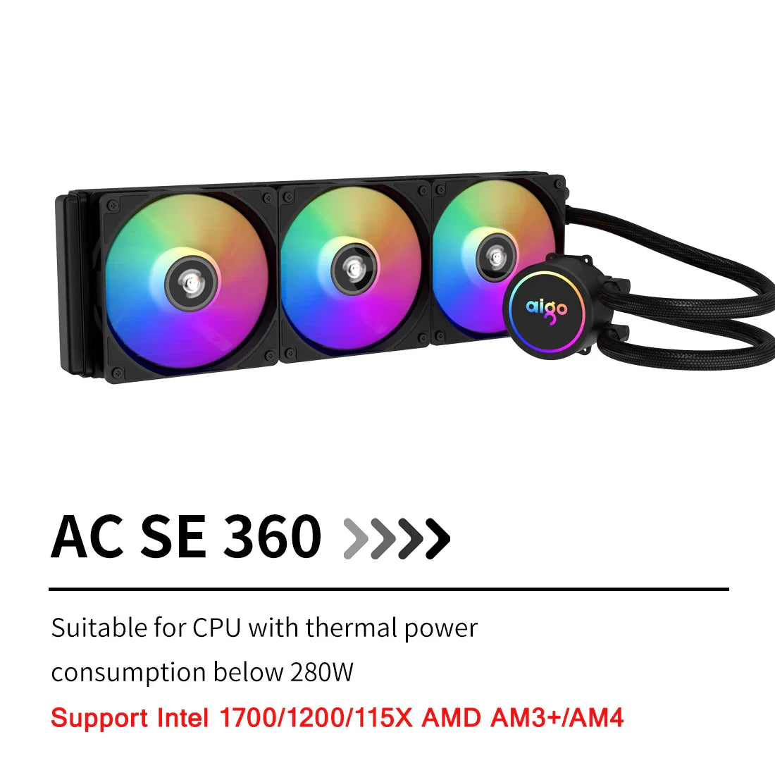 Aigo ACSE Water Cooling CPU Cooler – 120/240mm RGB Fan Liquid Heatsink Radiator for LGA 2066/2011/1151/1155/AM3+/AM4