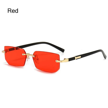 Rimless Rectangle Sunglasses – Fashion Small Square Shades for Men & Women, Summer Travel Eyewear