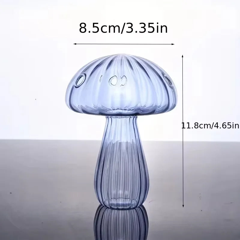Colourful Mushroom Vase, Creative Hydroponic Transparent Glass Aromatherapy Vase, Living Room and Dining Room Desktop Art Decoration