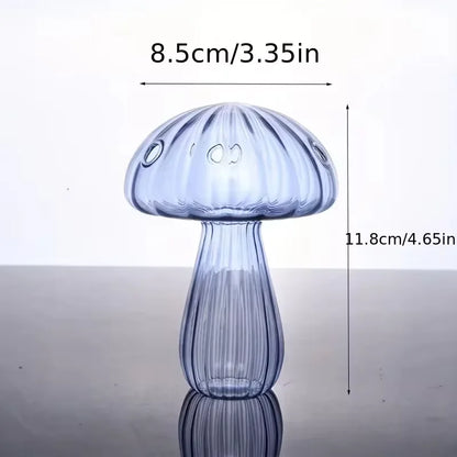 Colourful Mushroom Vase, Creative Hydroponic Transparent Glass Aromatherapy Vase, Living Room and Dining Room Desktop Art Decoration