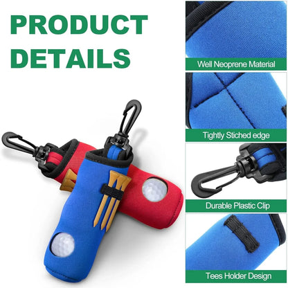 Golf Tee Holder & Ball Carry Bag Pouch – Keychain Belt Clip, Golf Accessories & Gifts