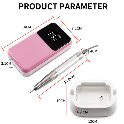Professional Electric Nail Drill – 35000RPM Rechargeable Nail File for Gel Nails, Low Noise Sander, Nail Accessories