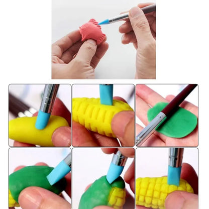 5PCS Silicone Clay Sculpting Tools: Soft Head Brush for Modeling, Dotting, Nail Art, Pottery - DIY Carving and Sculpting Accessories