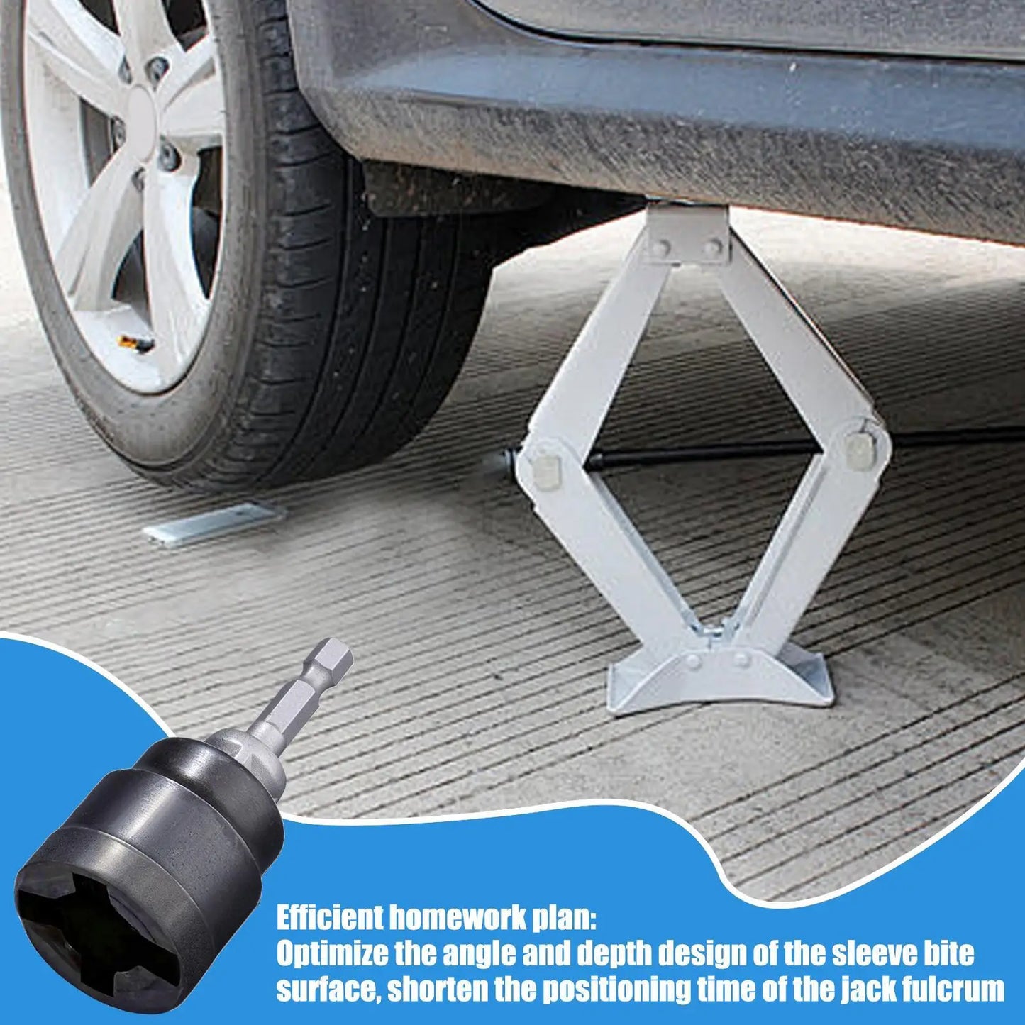 Universal Car Jack Adapter – Scissor & RV Stabilizer Drill Tool with Steel Ball Joint Rod for Impact Wrench and Vehicle Disassembly