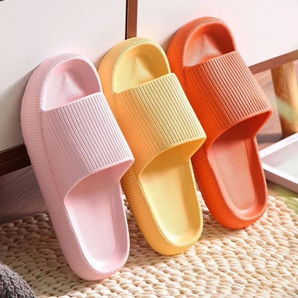 Women’s Thick EVA Pillow Slides – Soft Sole Non-Slip Indoor Home & Beach Flip Flops Summer Comfort Sandals