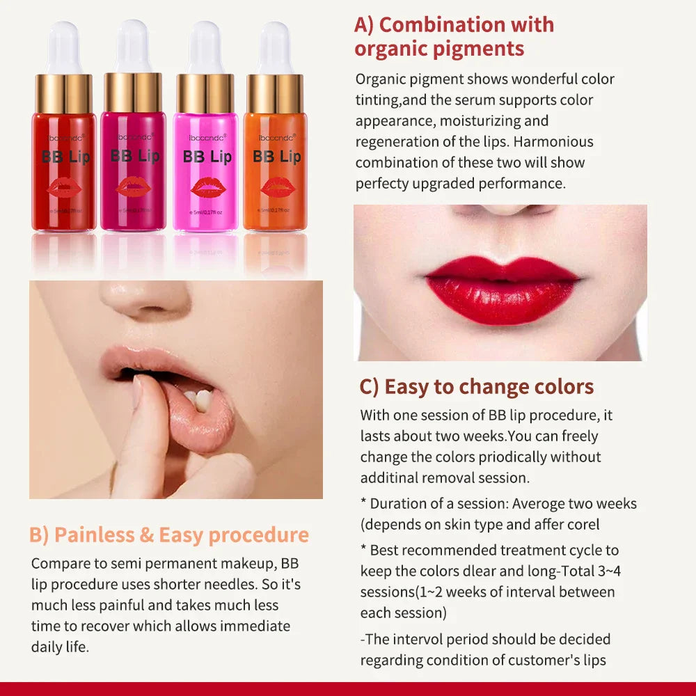 BB Lips Ampoule Serum Starter Set – Semi-Permanent Tinted Lip Gloss, Moisturizing & Long-Lasting Lip Care with Free Shipping