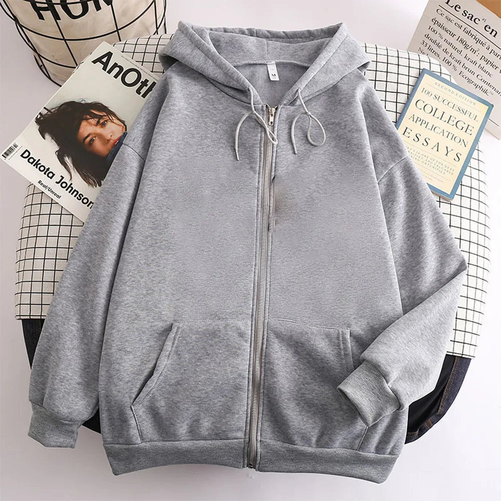 Fashion Men's Oversized Jacket – Long Sleeve Zipper Hoodie for Streetwear and Casual Style