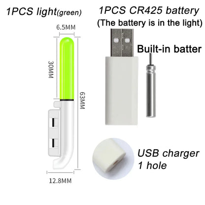 Fishing Electronic Rod Stick Flash Light with CR425 3.6V Lithium Battery – Waterproof LED Luminous Night Fishing Tackle with USB Rechargeable Light Stick Rod Accessory