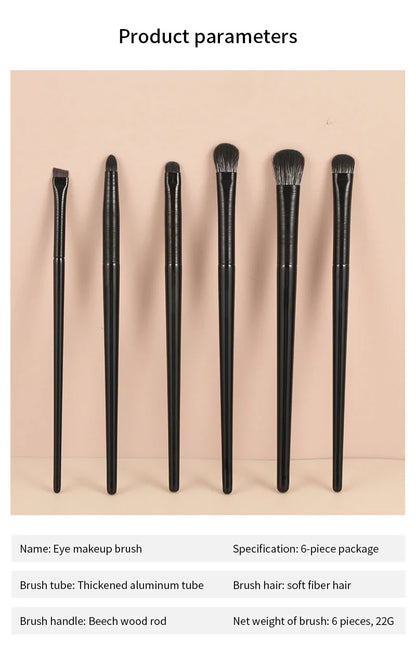 Natural Eye Makeup Brushes Set - Eyeshadow, Eyebrow, Contour, and Eyeliner Brushes for Women, Blending & Detail Tools