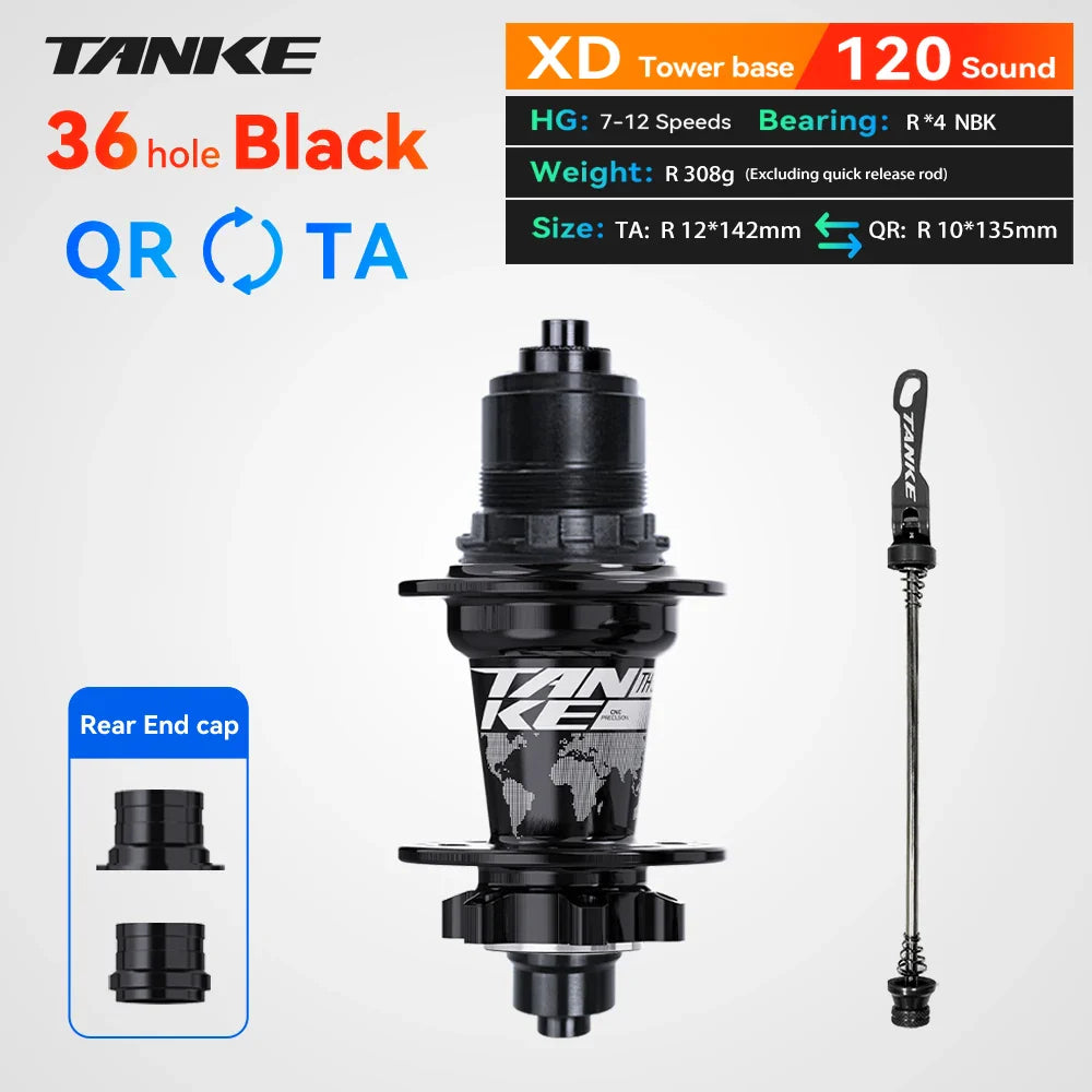 TANKE 120 Click MTB Hub – 6-Bearing Front & Rear Bicycle Hub for 7-12 Speed, 28/32/36 Holes, Disc Brake