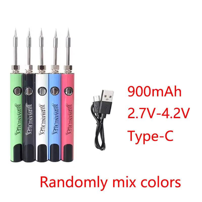 3-10pcs Brass Knuckles Portable Electric Soldering Iron — 1100mAh Battery, 1.8V-4.2V LCD Display, Type-C 510 Compatible
