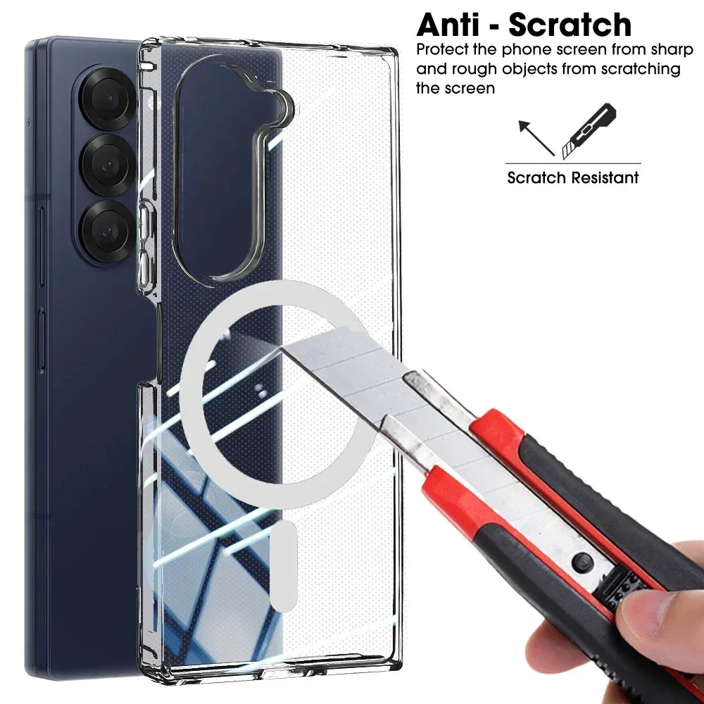 Clear Magnetic Shockproof Case for Samsung Galaxy Z Fold 6 – Magsafe Wireless Charging Compatible Cover
