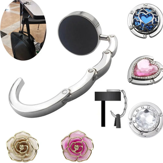 Portable Folding Handbag Holder Hook – Fashion Table Bag Hanger with Key Ring, Travel-Friendly Purse Hook Rack Organizer