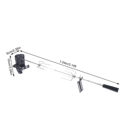 Electric BBQ Grill Spit Roaster – Outdoor Rotisserie Kit with 120cm Long Cable for Barbecue Grilling