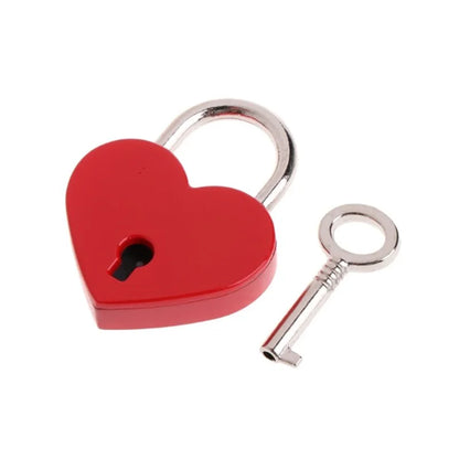 30x39mm Antique Heart-Shaped Padlock – Vintage Pink Romantic Key Lock for Diaries, Weddings, and Jewelry