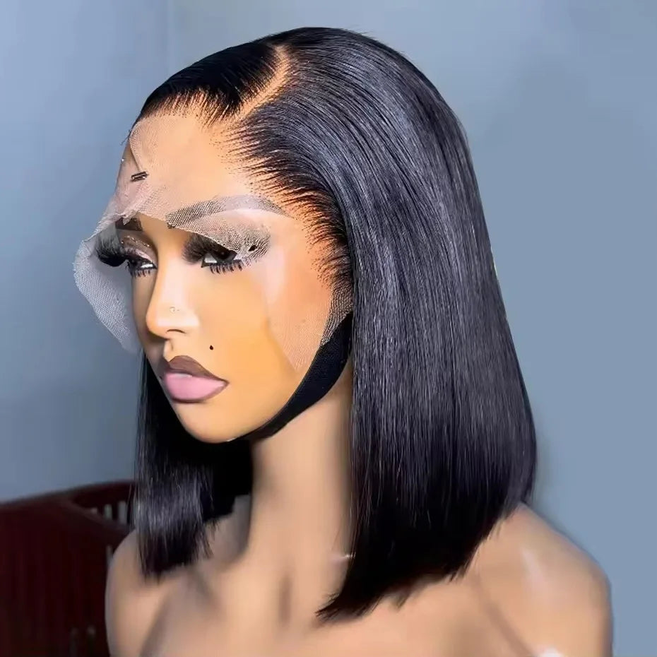 Raw Vietnamese Human Hair Lace Front Wig – 13x6 Bob, Straight Natural Black, 250% Density, 100% Human Hair