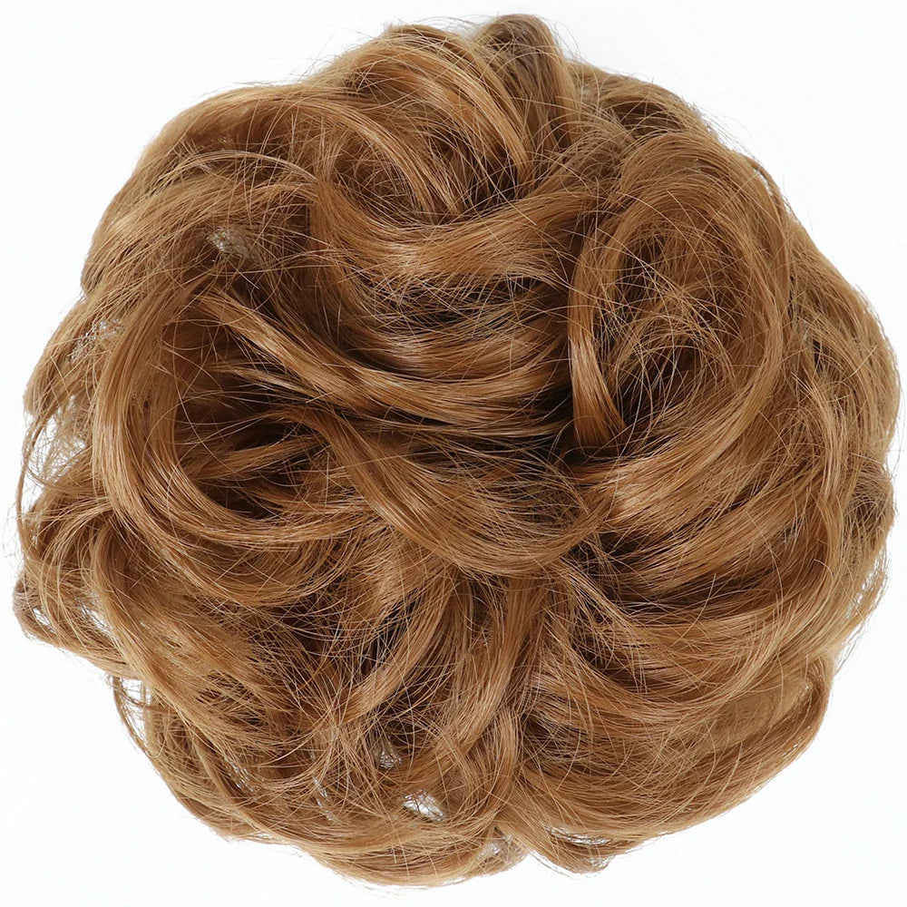 Azqueen Synthetic Messy Bun Chignon – Gray Brown Hair Bun Pad with Elastic Rope & Rubber Band Hair Extensions