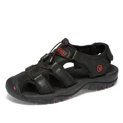 Men's Leather Summer Sandals - Breathable Casual Outdoor Beach Slippers & Wading Shoes