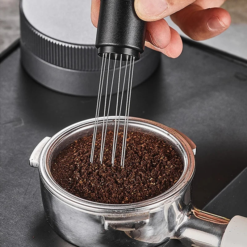WDT Espresso Coffee Stirrer Tool with 8 Needles & Magnetic Stand – Barista Coffee Distribution Tool