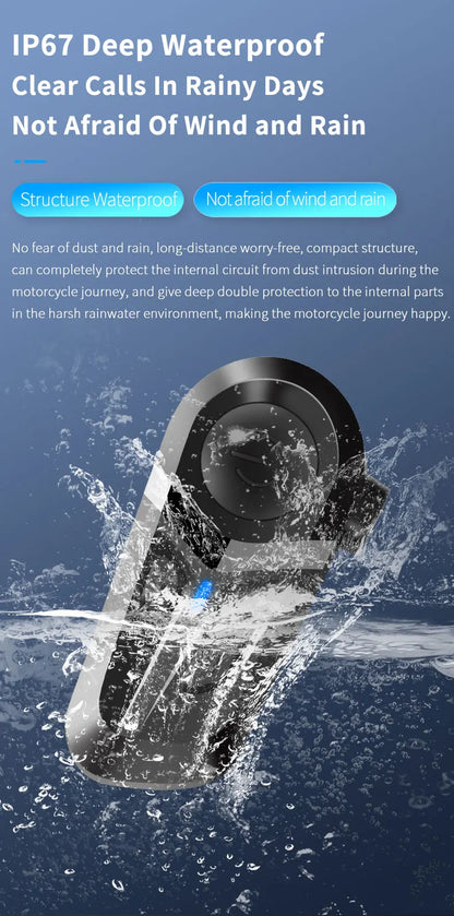 Bluetooth 5.3 Wireless Motorcycle Helmet Headset – Hands-Free Call & Music Player, Waterproof Earphones for Moto Helmets