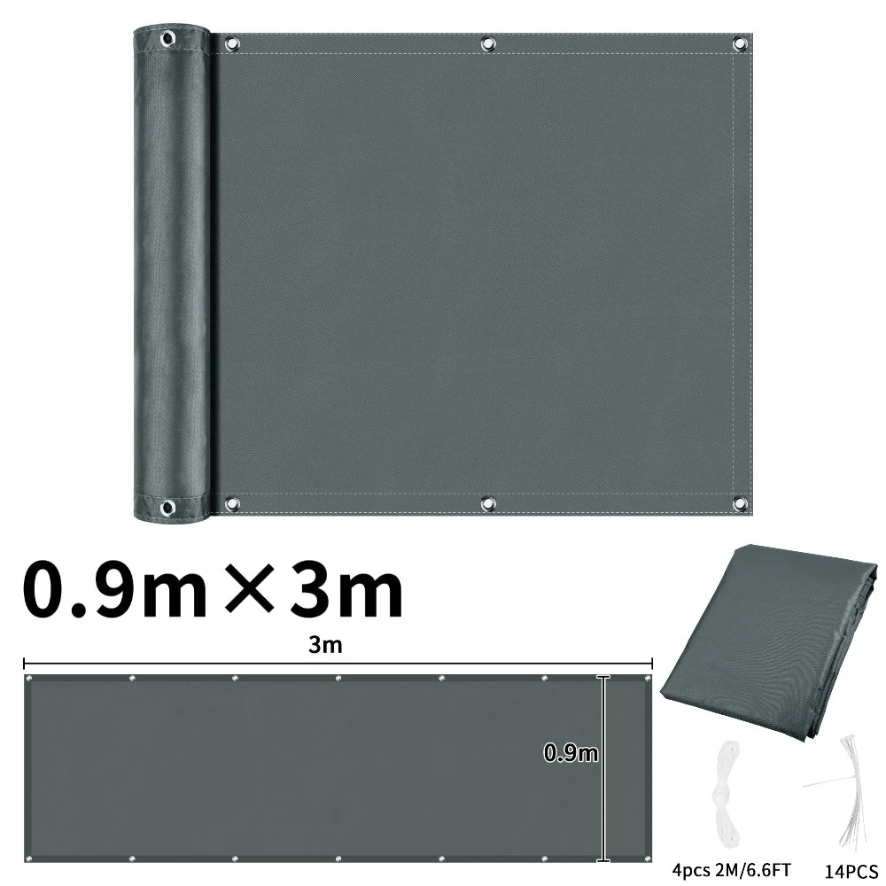Balcony Privacy Screen Fence Cover with Grommets – Waterproof UV Protection Sunshade Cloth for Patio, Garden & Outdoor Shelter