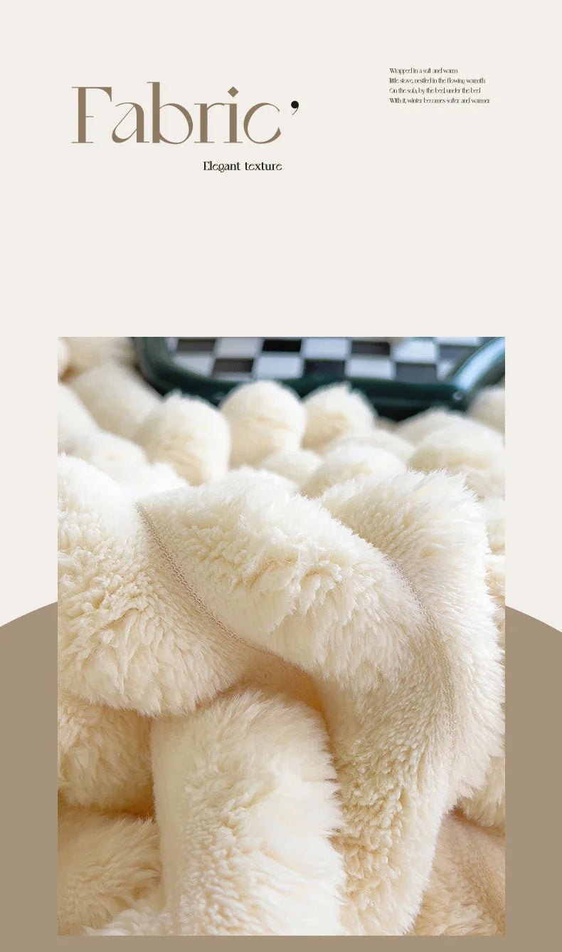 Solid Color Rabbit Plush Blanket - Office Nap Shawl, Air Conditioning Blanket & Sofa Cover