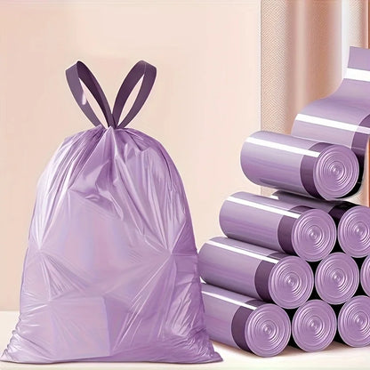 Purple Drawstring Trash Bags 100-Pack – Thick Leak-Proof Disposable Garbage Bags for Kitchen Bathroom Home Use Bin Liners