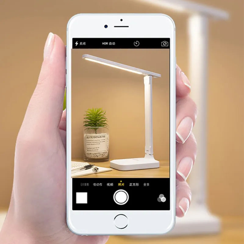 6000mAh Chargeable LED Table Lamp - USB 3 Color Stepless Dimmable Desk Lamp, Touch Foldable, Eye Protection Reading Night Light