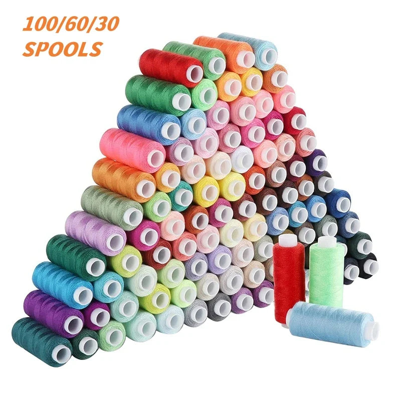 100-Color Sewing Thread Set - 250Yd Spools of Polyester Thread for Hand & Machine Sewing