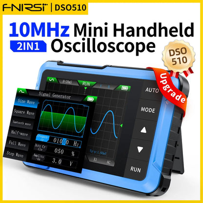 FNIRSI DSO510 DSO152 DSO153 Mini Handheld Oscilloscope - 2-in-1 Digital Scope 48MS/s 10MHz for Electronic Repair