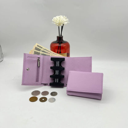 Multi-Functional 2-in-1 Portable Coin Clip & Card Wallet – Colorful Tri-Fold Coin Purse for Travel & Loss Prevention
