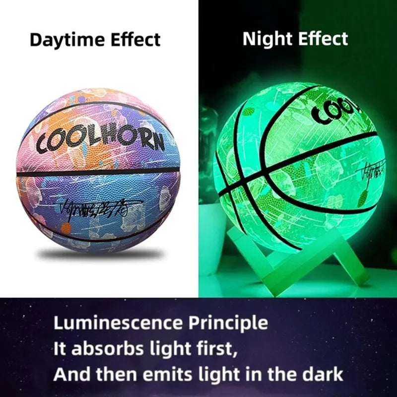 Glow-in-the-Dark Basketball – Size 5/6/7, PU Soft Leather, Outdoor Durable, Wear-Resistant & Anti-Skid for Children, Adults & Students