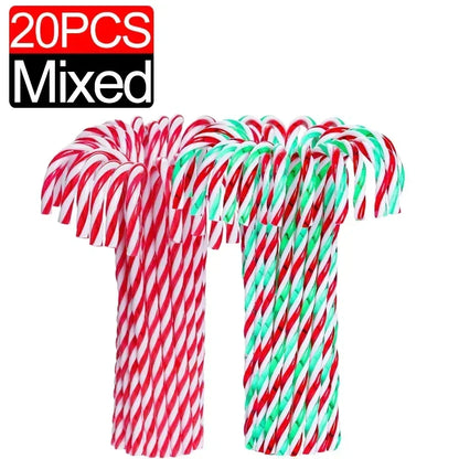 100/10pcs Christmas Candy Cane Ornaments – Plastic Twisted Hanging Decorations for Tree & Party Favors