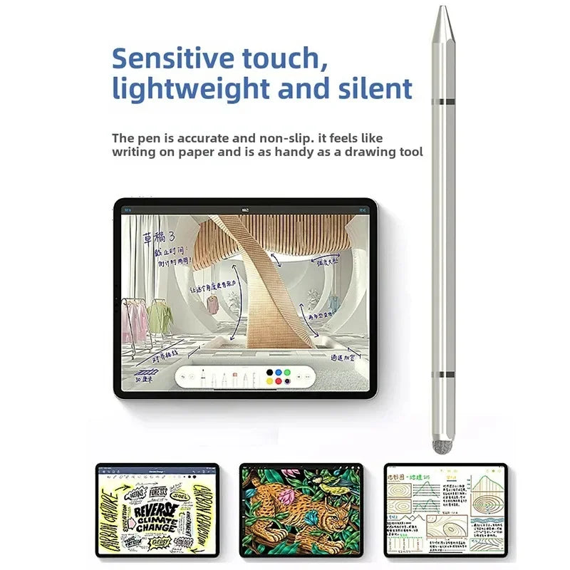 3-in-1 Magnetic Stylus Pen — Capacitive Touch Pen for iOS & Android Tablets and Smartphones, Compatible with iPad, Samsung, Xiaomi & Huawei, Drawing & Writing Tool