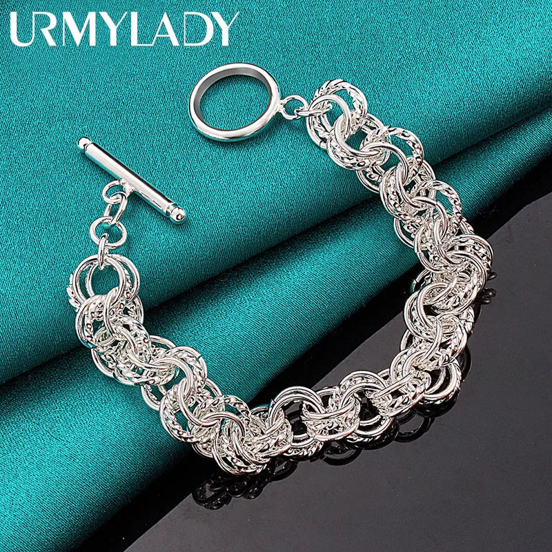 925 Sterling Silver Circle Bracelet – Elegant Fashion Jewelry for Wedding & Party, High-Quality Factory Price